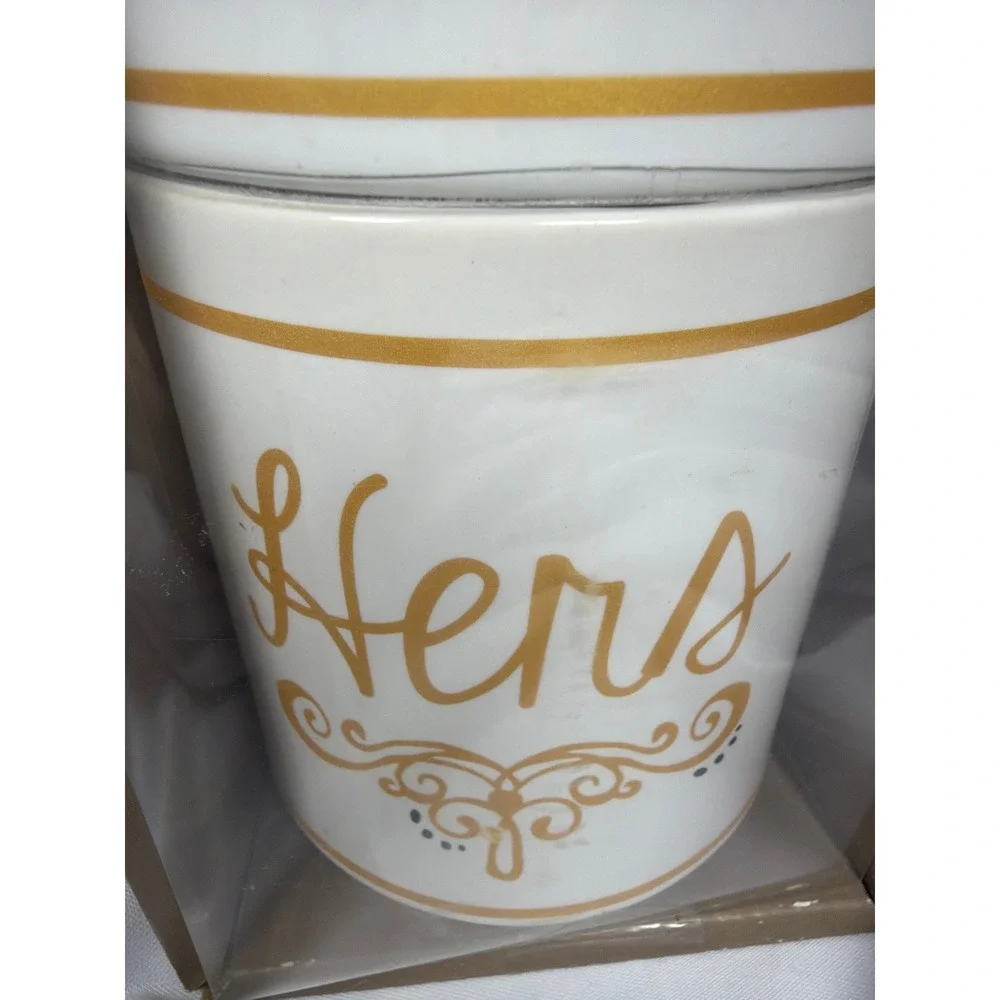 Pier 1 Imports His and Hers Mug Set Unisex OS White Gold‎ Ceramic Wedding Gift